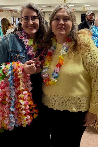 Ladies with hawaiian leis